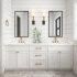 PA Furniture Luxury Double Basin Vanity Sink PVC Storage Bathroom Cabinet