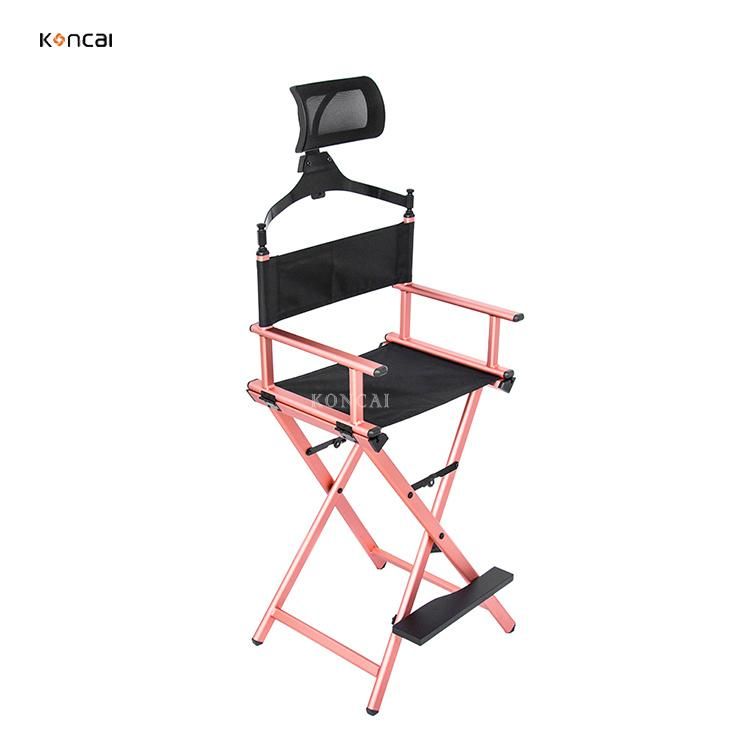 Koncai Best Selling Aluminum Folding Chair Makeup Case Chair Beauty Salon Chair with Headrest