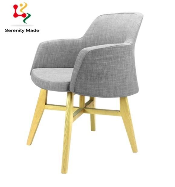 Modern Style Restaurant Cafe Coffee Shop Dining Room Fabric Seat Hotel Room Dining Chair with Armrest