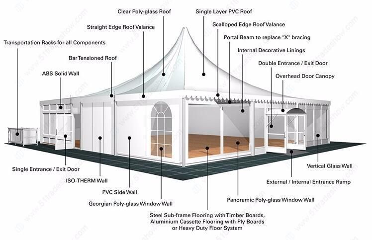 6X6m High Peak Roof Top Gazebo Canopy Pagoda Tent