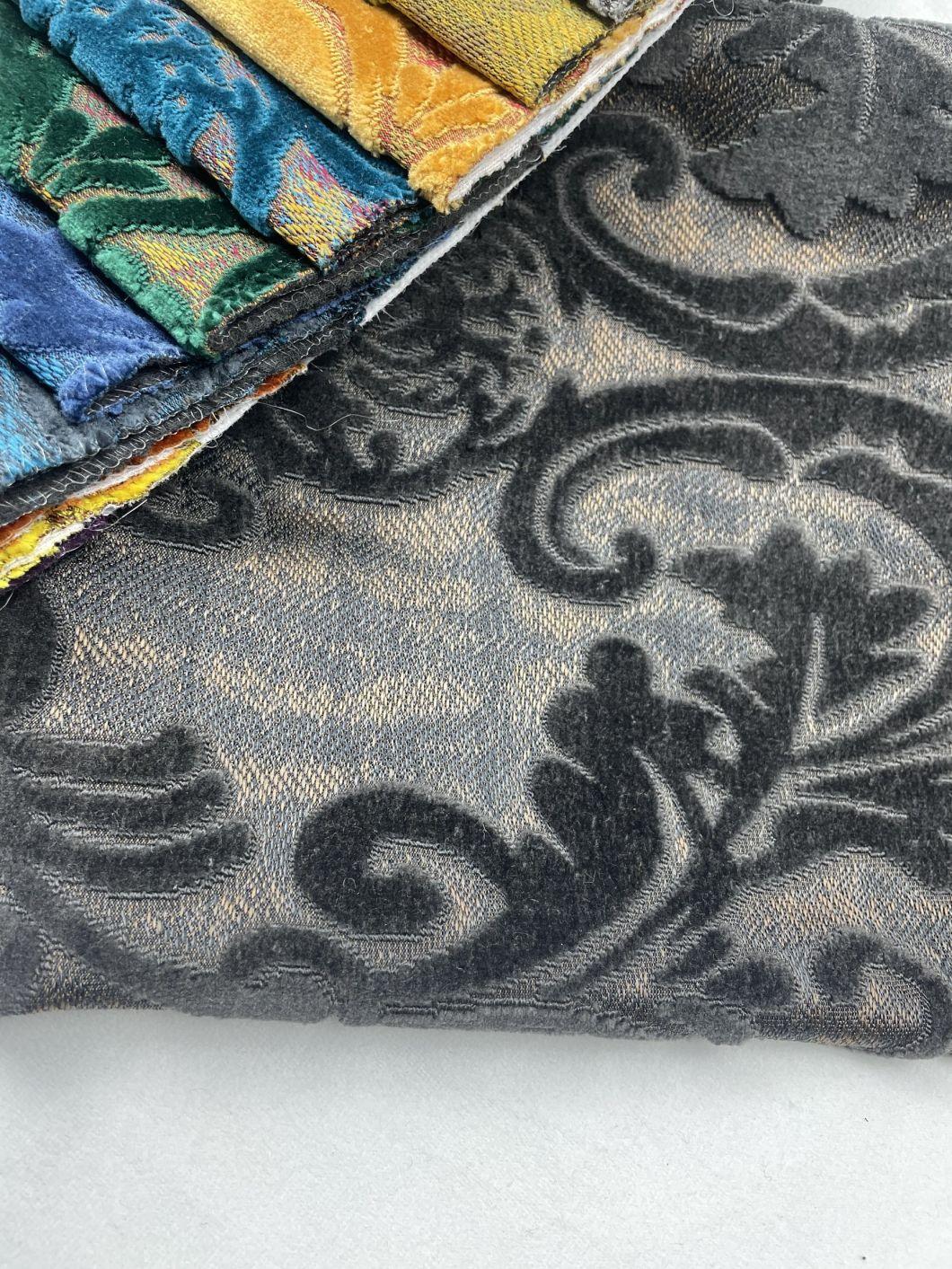 Wholesale Factory Supplier Home Decorative Woven Polyester Fabric Cut Velvet Sofa Fabric Textile Upholstery Fabric