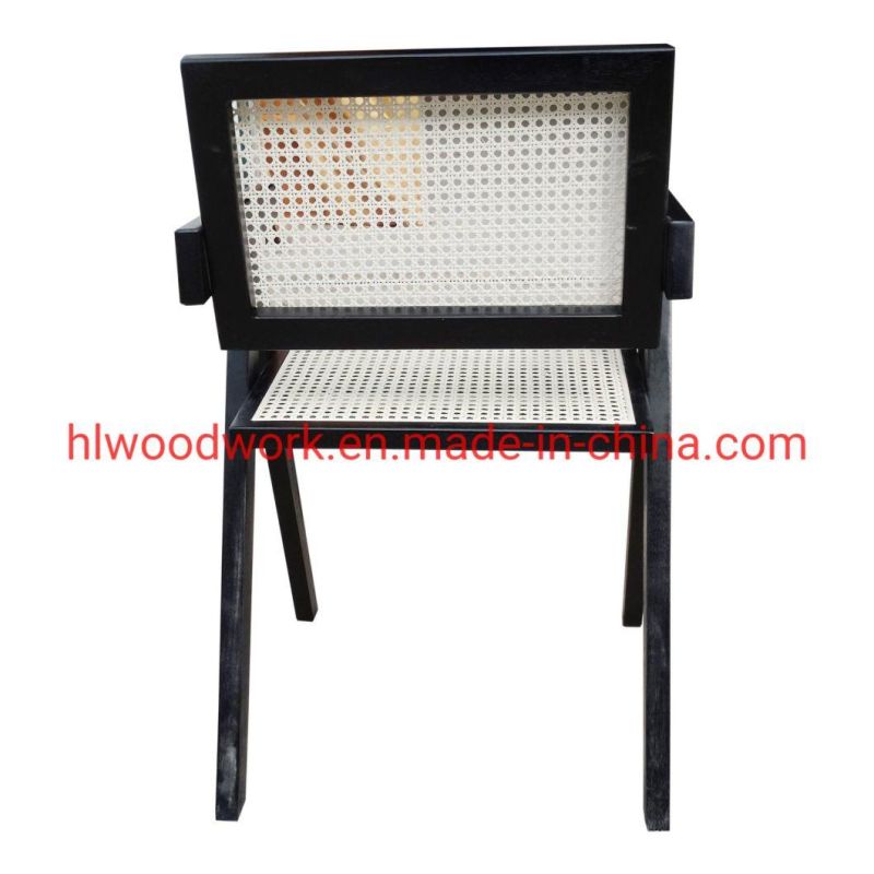 Resteraunt Chair K Style Rattan Chair Natural Color Ash Wood Frame Black Color