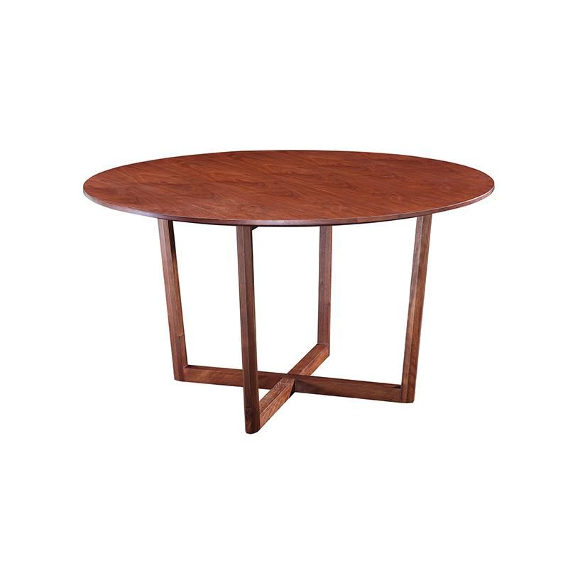 Customized Chinese Style Apartment Hotel Restaurant Villa Home Dining Room Furniture Round Walnut Solid Wood Dining Table and Chairs Set