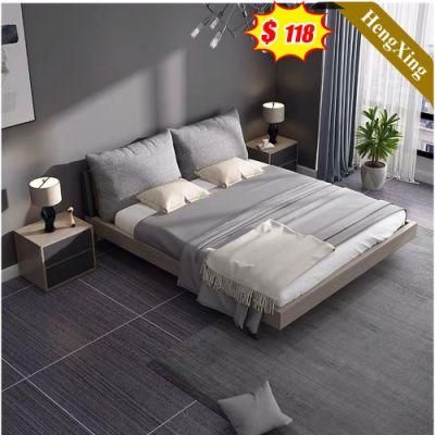Simple Design Home Hotel Bedroom Furniture MDF Melamine Wooden King Queen Bed Storage Wall Double Bed (HX-8ND9528)