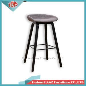 Fabric Bar Stool Bar Chair with Cushion Black Wooden Base