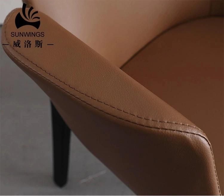 Nordic Solid Wood Hotel Dining Set Furniture Leisure Leather Arm Chair Made in China Guangdong