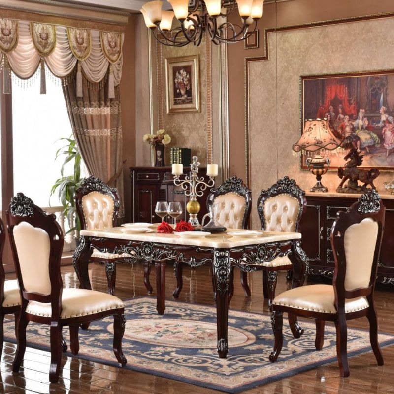 European Style Solid Wood Dinning Room Furniture of Dinning Table and Dinning Chair