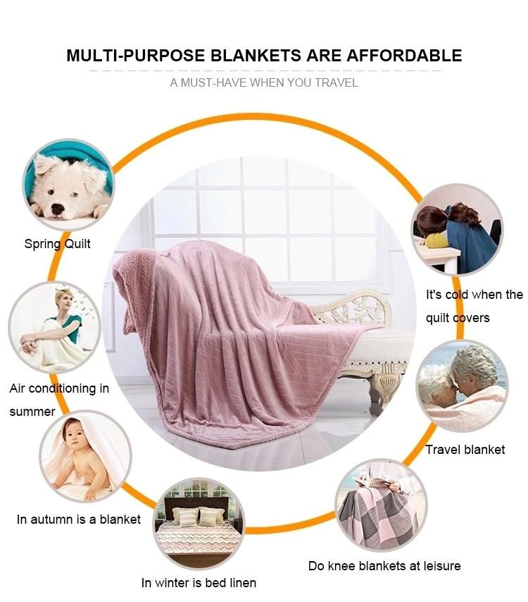 100% Polyester Super Soft Blush Melange Sherpa Sofa Bedding Blanket