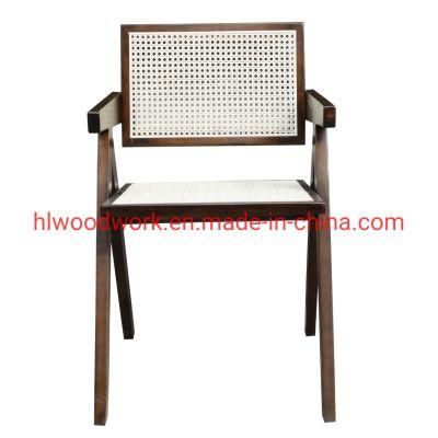 Walnut Color Ash Wood Rattan Chair, Natural Rattan, Dining Chair Resteraunt Chair Coffee Shop Chair