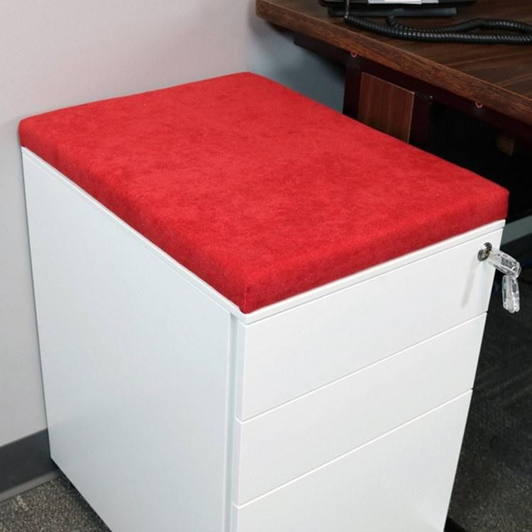 File Cabinet Cushion Seat Top for Mobile Pedestals, Magnetic Back, Red