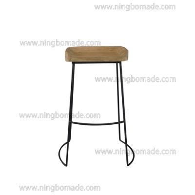 French Classic Provincial Vintage Furniture Weather Light Nature Oak and Black Iron Bar Stool