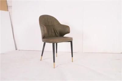 Armrest Luxury Soft PU with Metal Legs Dining Chair