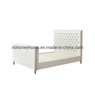 Classic Full Upholstery with Button on Headboard Fabric Bed