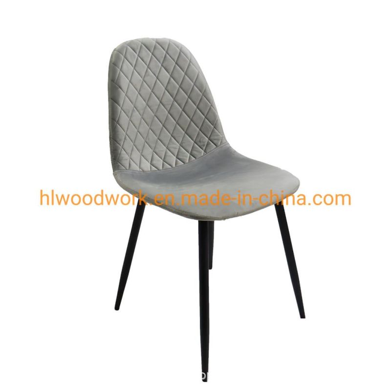 Modern Style Hotel Home Restaurant Furniture Brown Velvet Furniture Fabric Dining Chair Restaurant Furniture Dining Chair for Hotel Furniture with Metal Legs