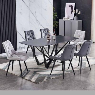 Furniture Modern Design Restaurant Light Grey Velvet Leisure Fabric Dining Room Chair Dining Chair Table Sets