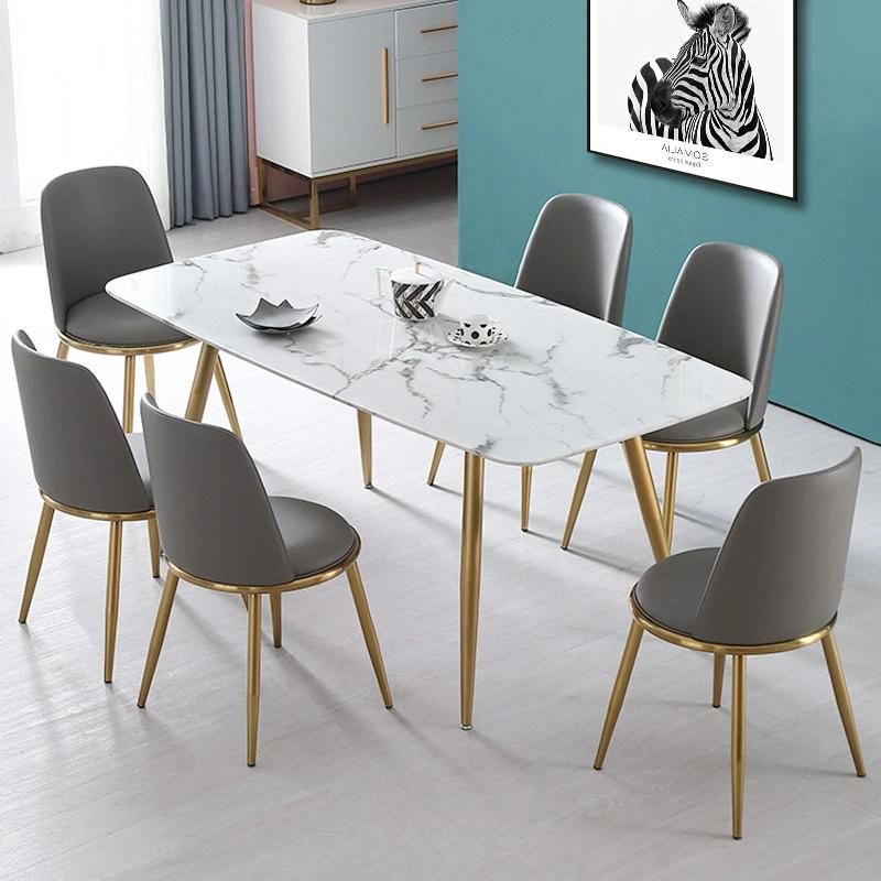 Modern Design Chair Furniture White Velvet Brass Lounge Chaise Dinning Chair Leather Upholstered Golden Leg Chair
