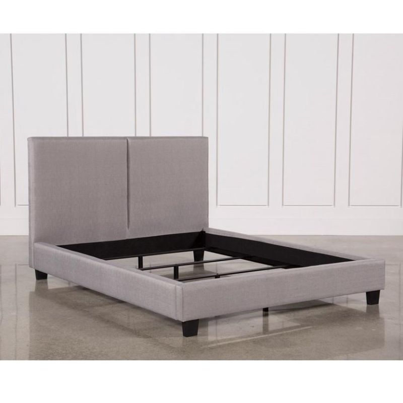 Modern Low Hight Profile Full Sized Grey Bed Frame Platform Upholstery Bed