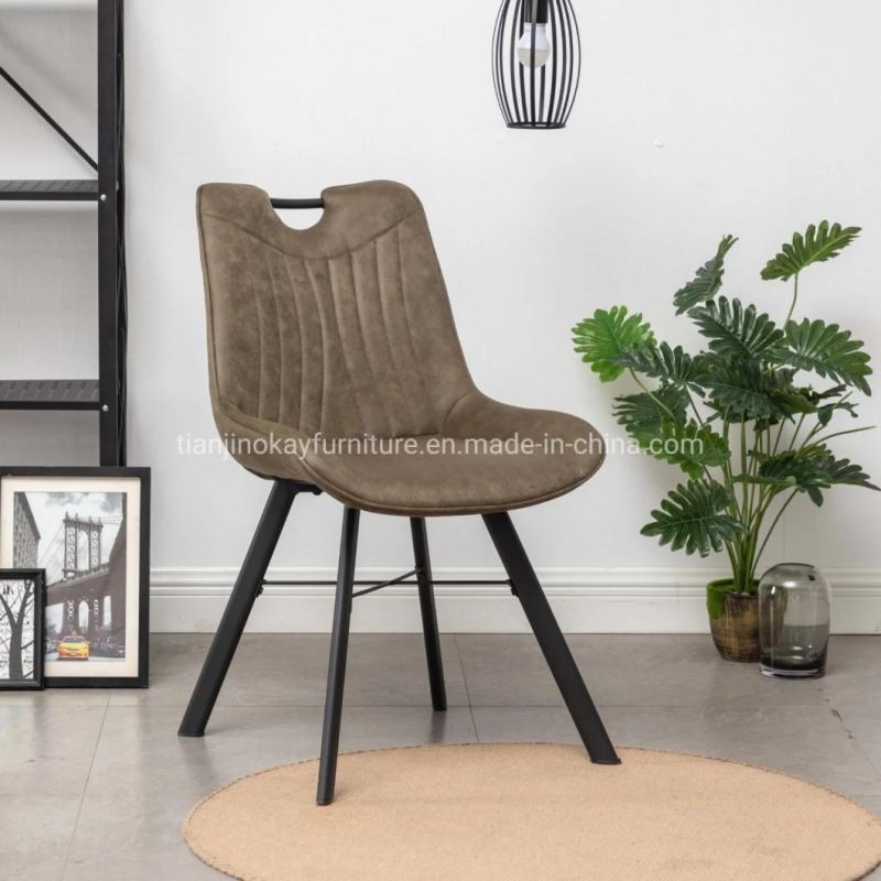 Modern Dining Room Furniture Grey Velvet Upholstery Wooden Legs Arm Chair Dining Chair