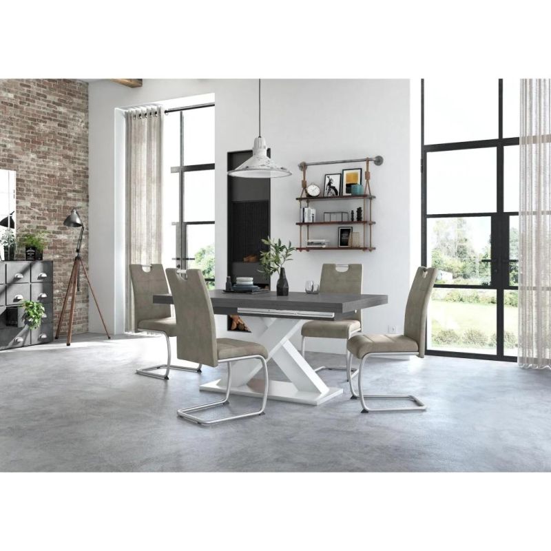 Dining Light Gray Modern Design Velvet Fabric European Italian Z Shape Design Dining Chair