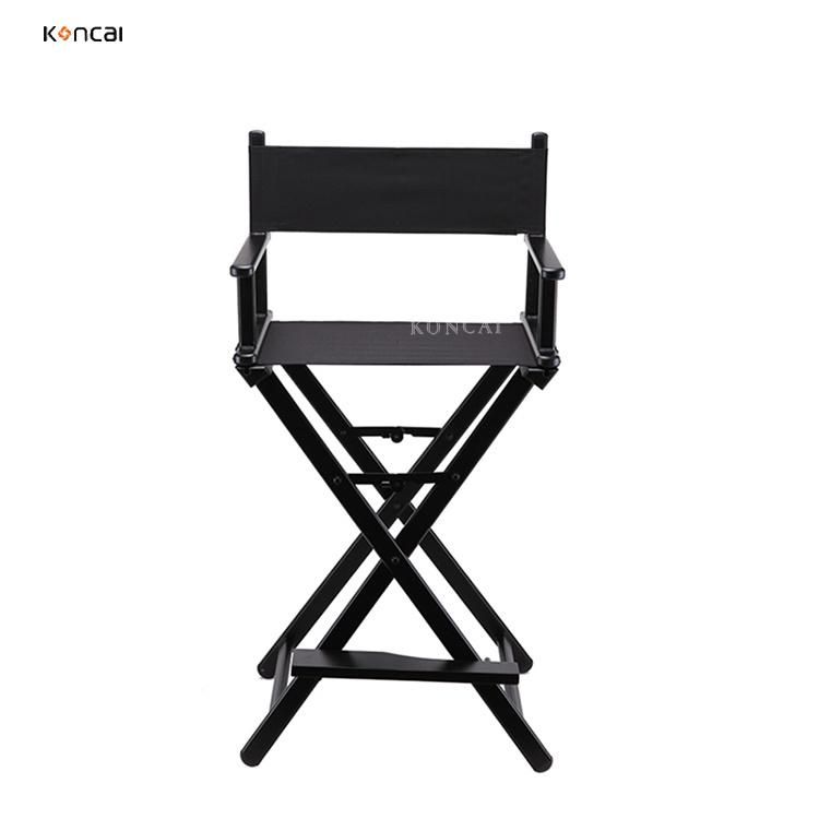 Black Makeup Chair Without Headrest Folding Aluminum Make up Hair Salon Beauty Director Chair