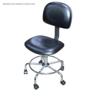 Anti Static Desk Height ESD Chair with Large Seat Back Aluminum Base Conductive Black Fabric