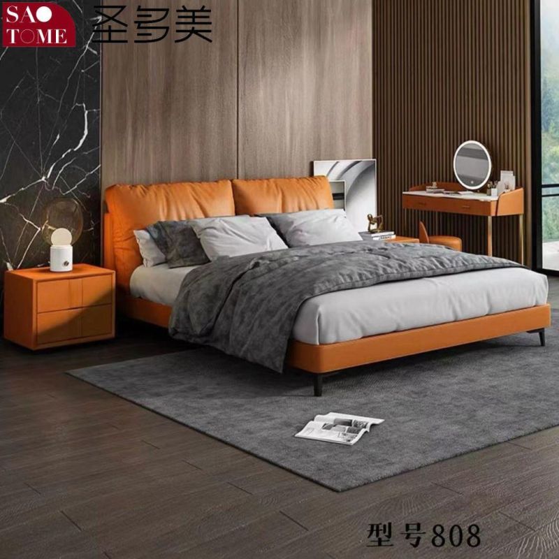 Modern Bedroom Hotel Furniture Dark Grey Tech Fabric Double Bed