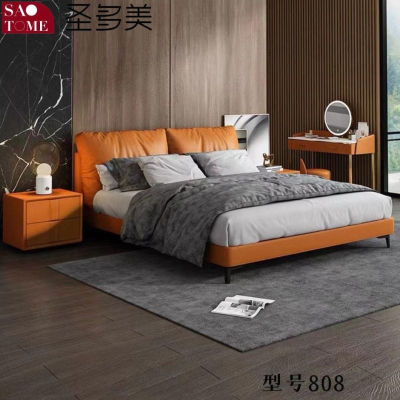 Modern Bedroom Hotel Furniture Dark Grey Tech Fabric Double Bed