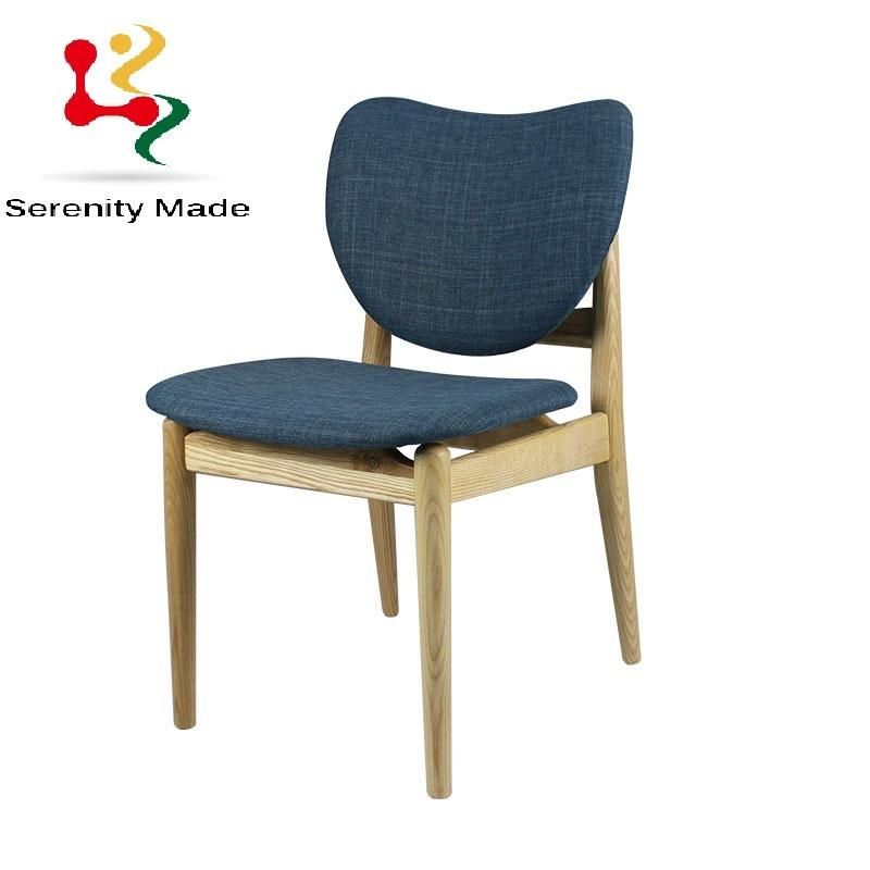 Commercial Restaurant Furniture Fabric Upholstered Seat and Back Dining Chairs with Wooden Legs
