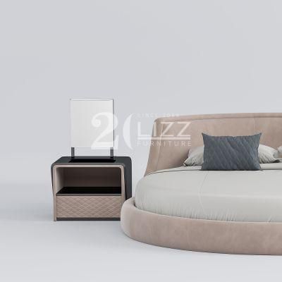 New Stylish High A Grade Home Furniture Bedroom Round Bed with Nightstands