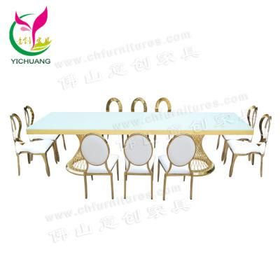 Light Luxury Personality Stainless Steel Glass Surface Long Square Wedding Table