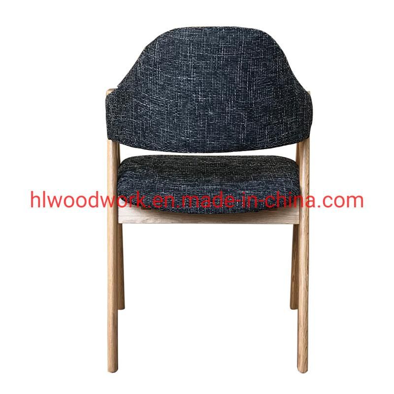 Oak Wood Tai Chair Oak Wood Frame Natural Color White Fabric Cushion and Back Dining Chair Coffee Shop Chair Garden Chair