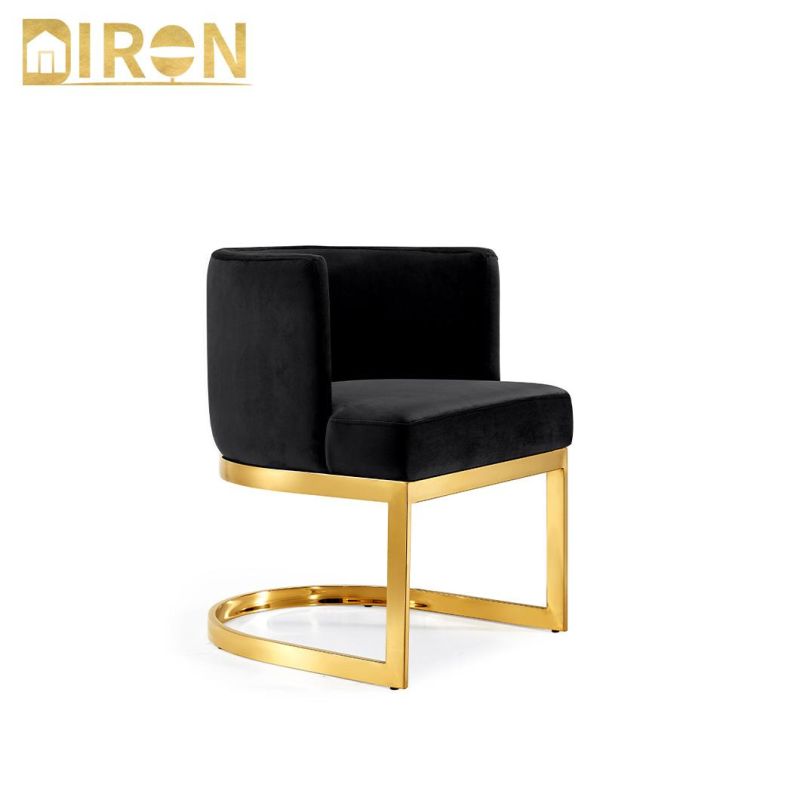 Market Popular Design Velvet Stainless Steel in Golden Color Dining Chair