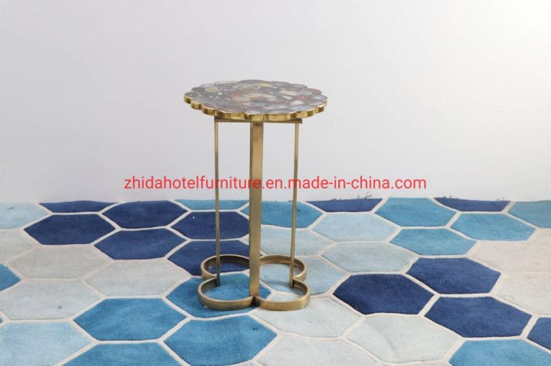 Metal Round Rectangular Marble Table Top Coffee Side Table for Living Room Sofa