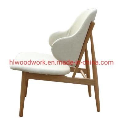 Oak Wood Frame Natural Color with White Fabric Back and Cushion Dining Chair Wooden Chair Lounge Sofa Coffee Shope Arm Chair Living Room Sofa