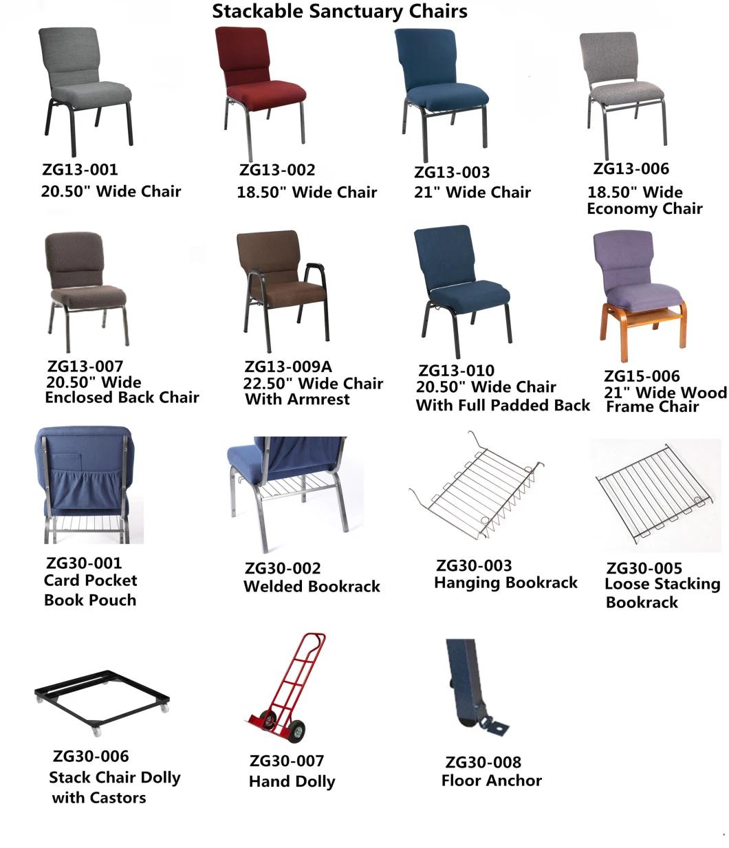 Professional Manufacturer of Basket Blue Fabric Metal Church Worship Auditorium Chair  (ZG13-010)