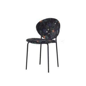 New Design Hot Sale Black Painted Legs Velvet Fabric Dining Chairs