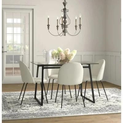 Luxury Modern Round Clear Tempered Glass Wooden Legs Dining Dining Table with Glass Top Designs