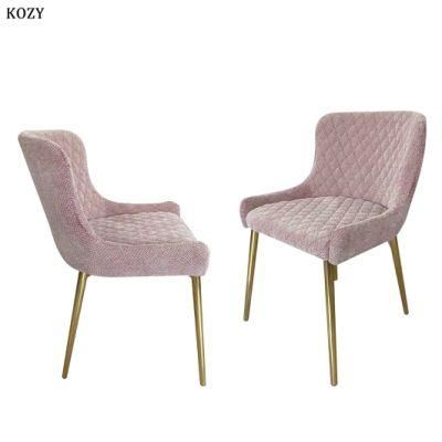 Hot Selling Velvet Fabric Dining Room Chair Gold Chrome Leg Upholstered Leisure Dining Chair