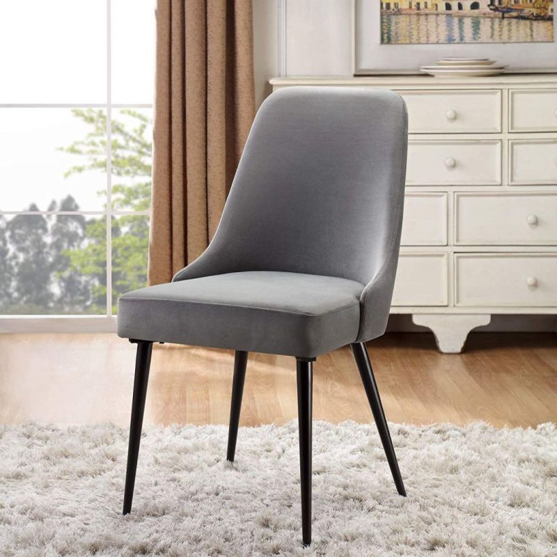 2021 Wholesale Hotel Luxury Stainless Steel Metal Frame Velvet Fabric Dining Chair for Dining Room