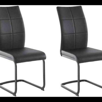 Hot Selling Cheap Chair Black Chrome Plated Metal Legs PU High Back Dining Chairs Kd Home Furniture