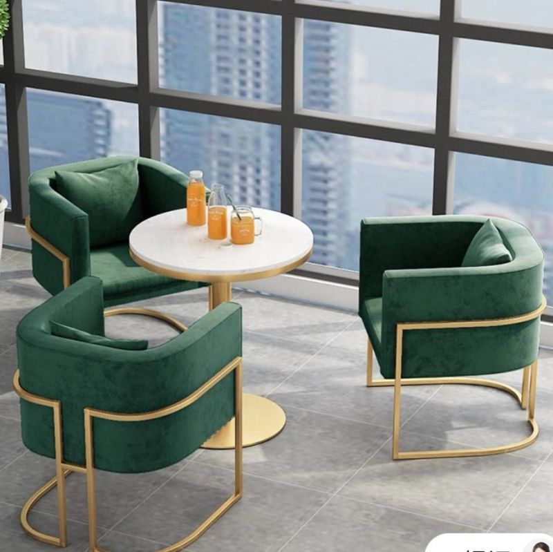 Luxury Home Furnitures Velvet Upholstery Golden Stainless Steel Sofa Chair