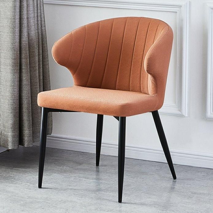 Sky Velvet Dining Chair with Wooden Legs Armrest Hotel Dinner Chair Restaurant Upholstered Chair