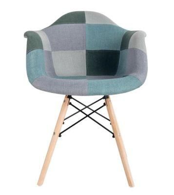 Hot Sale Restaurant Furniture Modern Simple Colorful Fabric / Velvet Dining Chair with Wood Legs