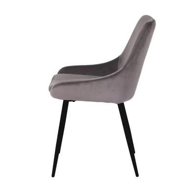 Nordic Home Restaurant Party Garden Cafe Furniture Fabric Velvet Dining Room Chair with Metal Legs
