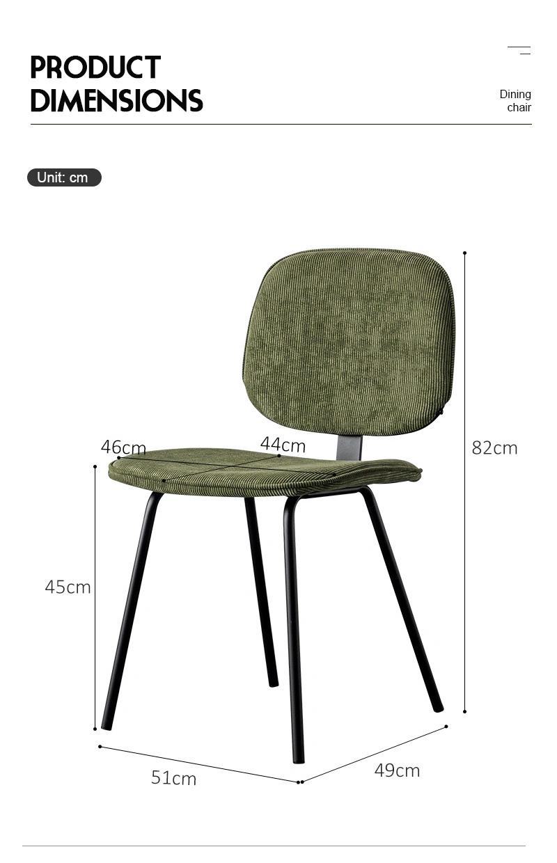 Italian Furniture Restaurant Dining Room Metal Frame Grey Fabric Chair