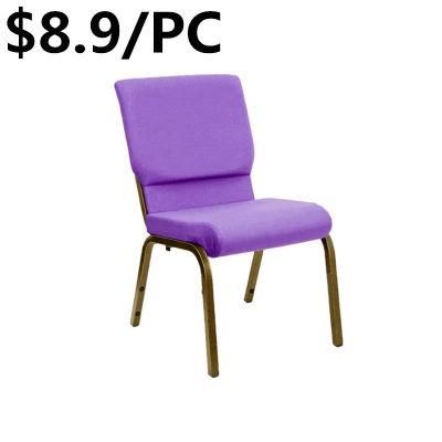 Wholesale Ceremony Stacking Banquet Folding Fabric Comfortable Armless Church Chair