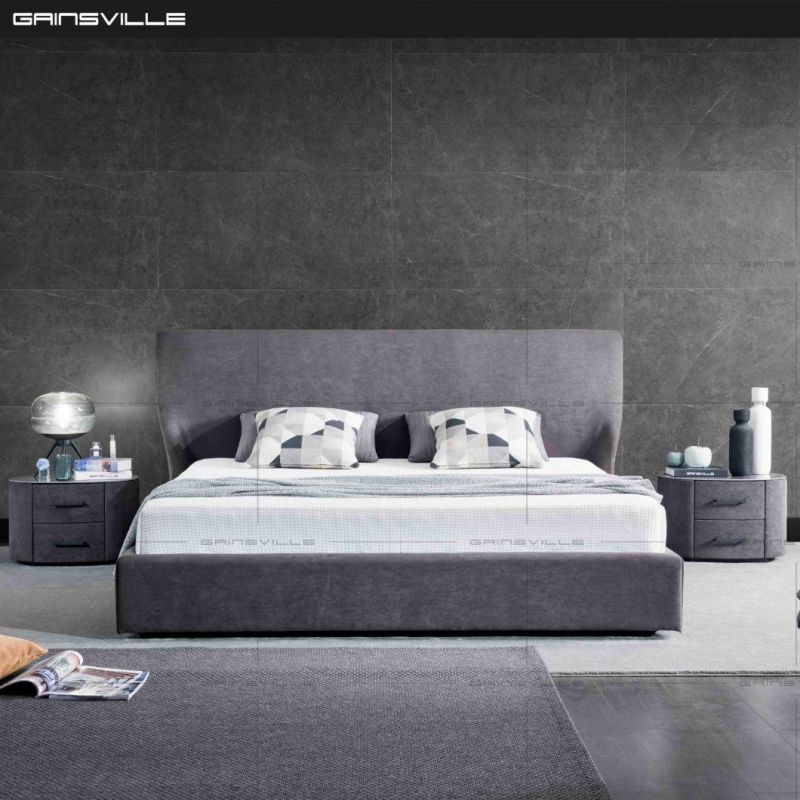 Simple Modern Appartment/Home Bedroom Furniture Set Metal Frame King Beds Upholstered Storage Bed