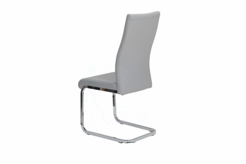High Quality Luxury High Back Chrome Legs Nordic Hotel PU Leather Fabric Chrome Dining Chair