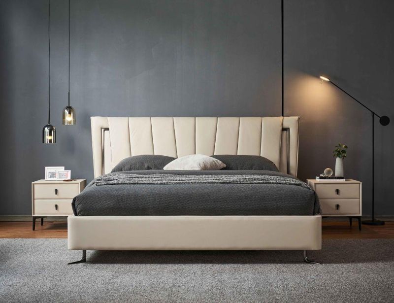 European Furniture Bedroom Furniture Set Genuine Leather Bed King Bed Gc2116
