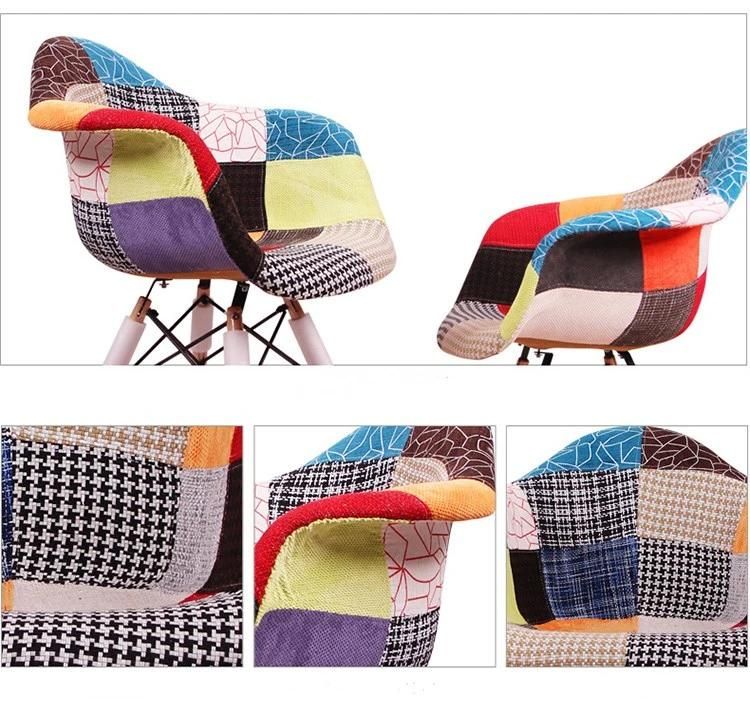 Modern Furniture Restaurant Patchwork Fabric Dining Chair with Armchair